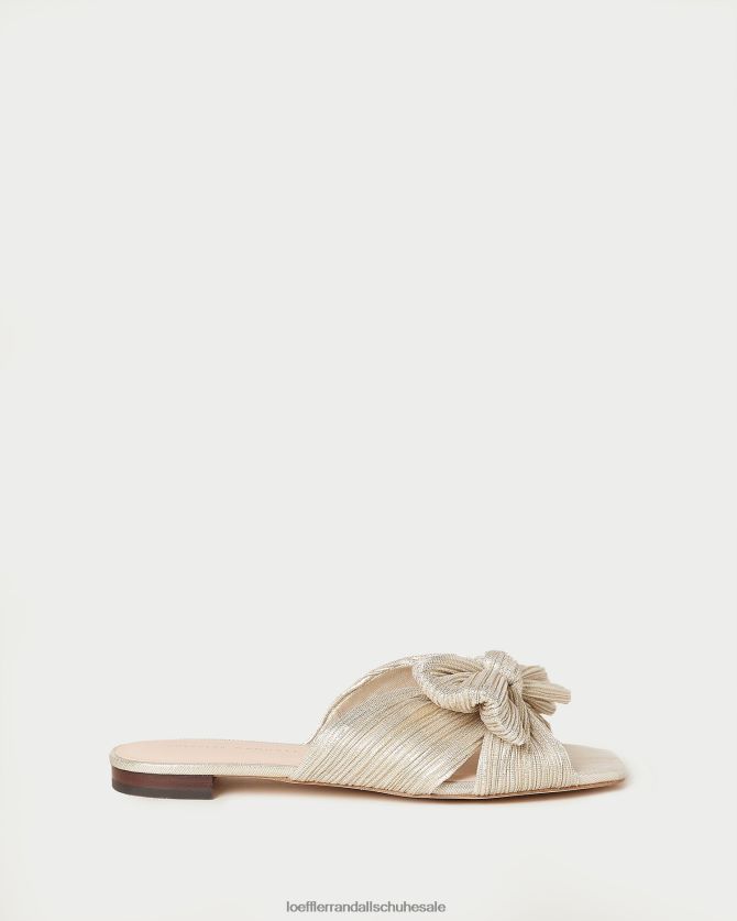 Frauen Loeffler Randall Daphne-Slipper mit plissierter Schleife Platin Schuhe 846824100