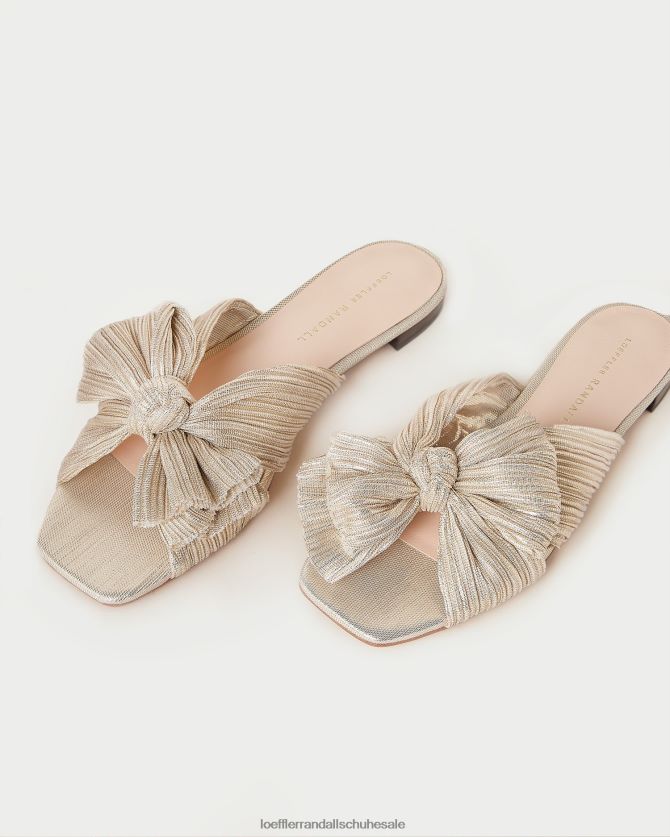 Frauen Loeffler Randall Daphne-Slipper mit plissierter Schleife Platin Schuhe 846824100