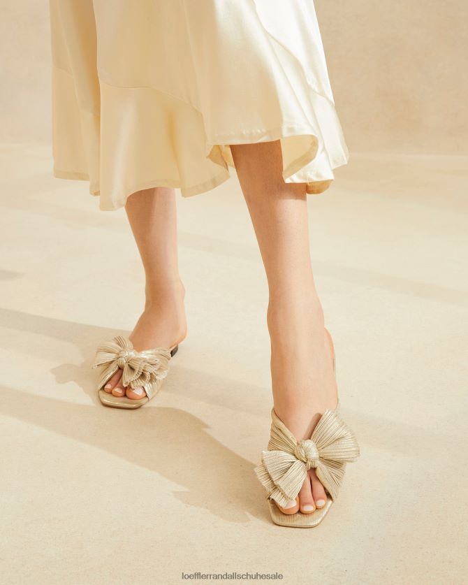 Frauen Loeffler Randall Daphne-Slipper mit plissierter Schleife Platin Schuhe 846824100