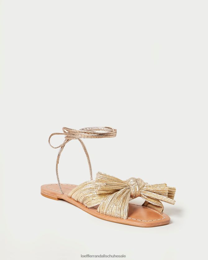 Frauen Loeffler Randall Pfingstrosen-Slipper mit plissierter Schleife Gold Schuhe 846824103