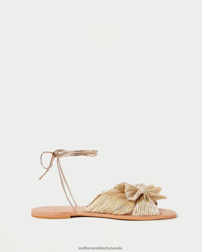 Frauen Loeffler Randall Pfingstrosen-Slipper mit plissierter Schleife Gold Schuhe 846824103