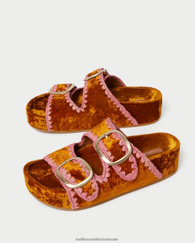 Frauen Loeffler Randall Theo-Sandale mit Fußbett Ocker/Rouge Schuhe 846824126