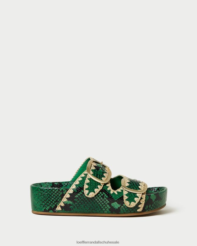 Frauen Loeffler Randall Theo-Sandale mit Fußbett grün/natur Schuhe 846824120