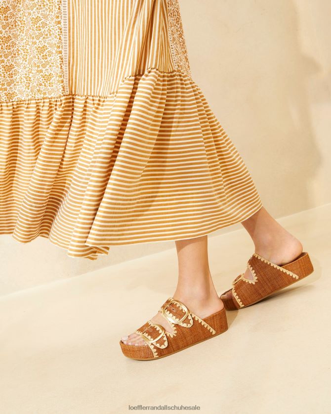 Frauen Loeffler Randall Theo braune Sandale mit Fußbett cuona/natürlich Schuhe 846824121