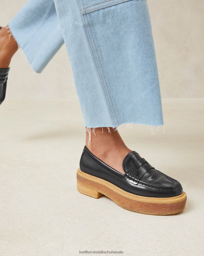 Frauen Loeffler Randall Rikki-Plateau-Loafer Schwarz Schuhe 846824311
