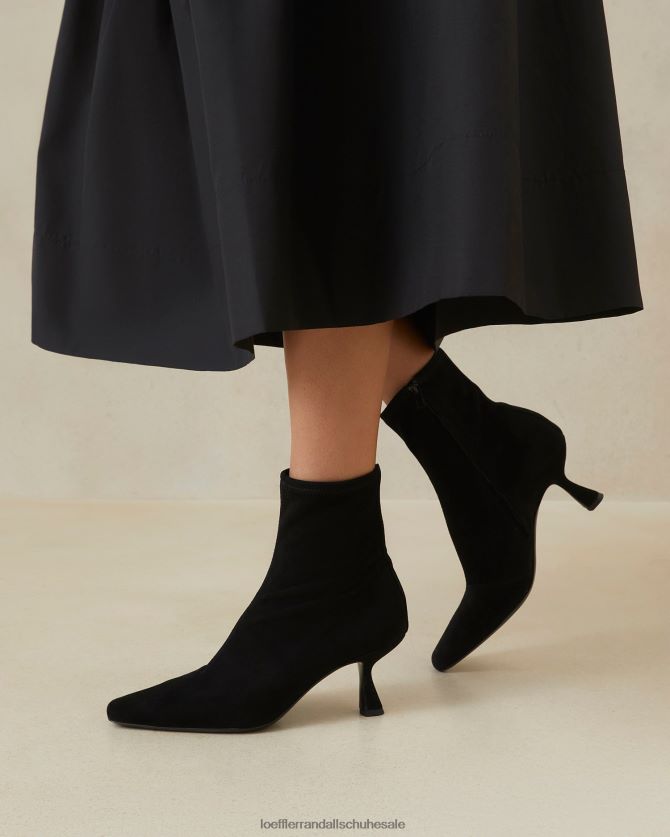 Frauen Loeffler Randall Vielen Dank, gebogener Bootie aus Wildleder Schwarz Schuhe 846824289