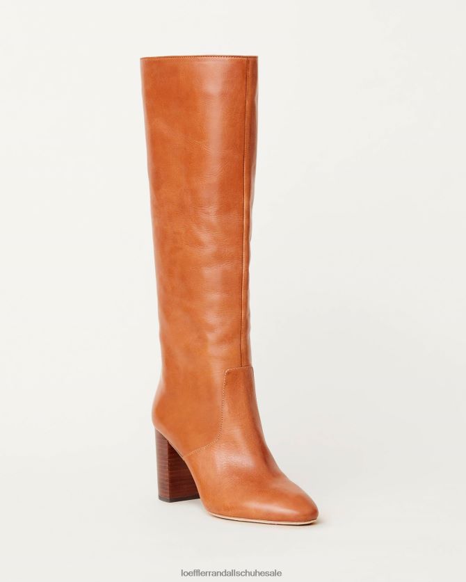Frauen Loeffler Randall goldener hoher Stiefel Cognac Schuhe 846824268