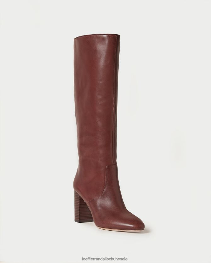 Frauen Loeffler Randall goldener hoher Stiefel Espresso Schuhe 846824285