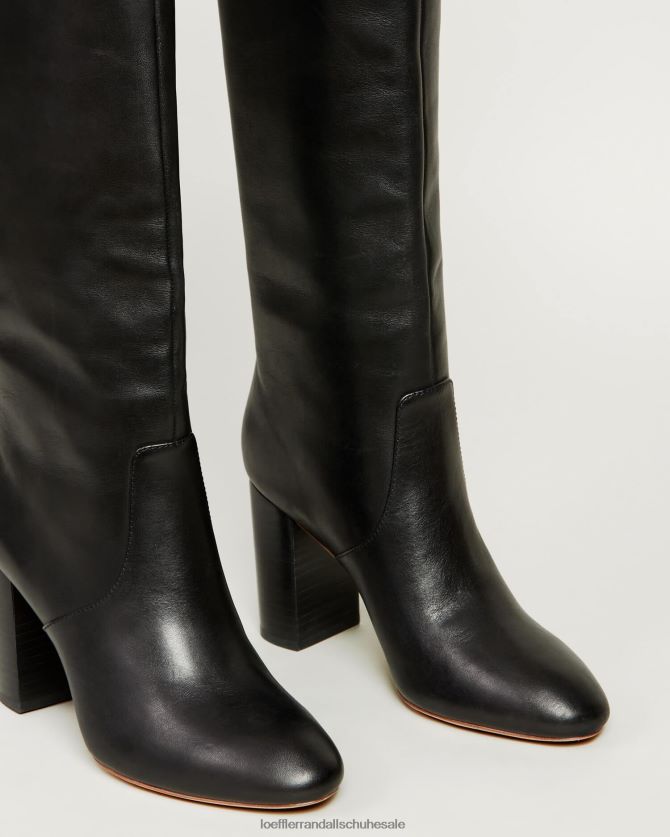 Frauen Loeffler Randall goldener hoher Stiefel Schwarz Schuhe 846824269
