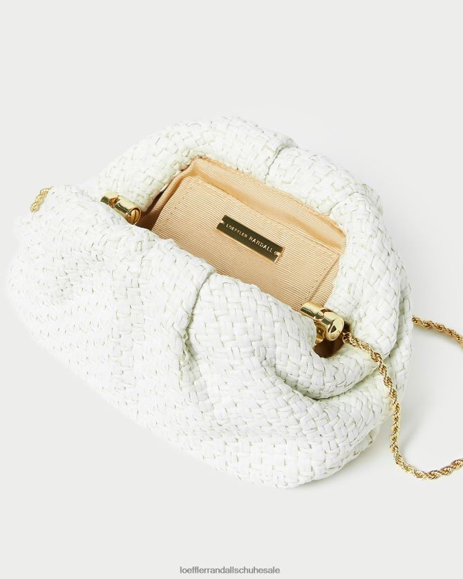 Frauen Loeffler Randall Bailey Kuppel-Clutch aus Bast Weiß Taschen 846824398