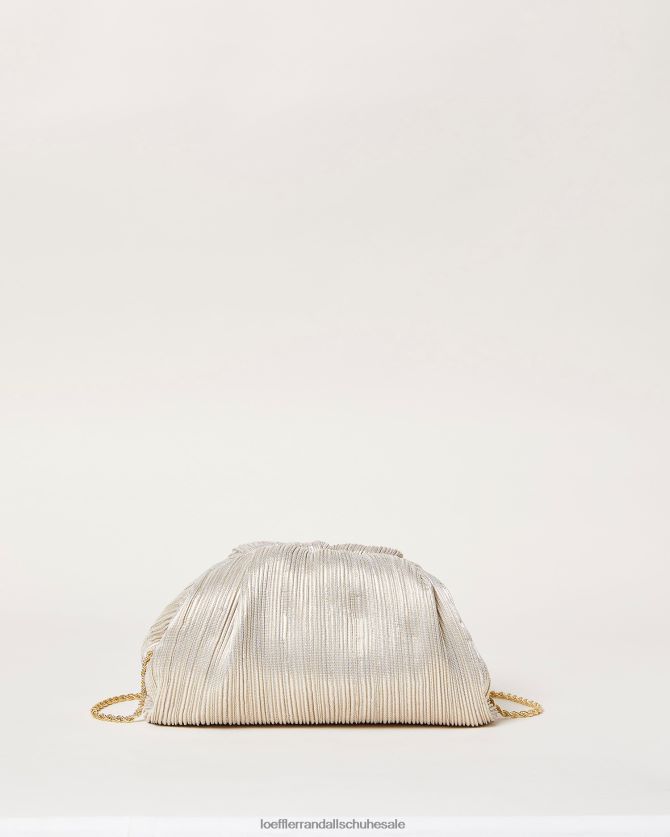 Frauen Loeffler Randall Bailey Plissee-Clutch mit Kuppel Platin Taschen 846824357