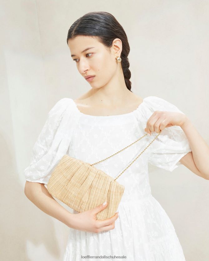 Frauen Loeffler Randall Brit-Clutch mit flachen Falten natürlich Taschen 846824368