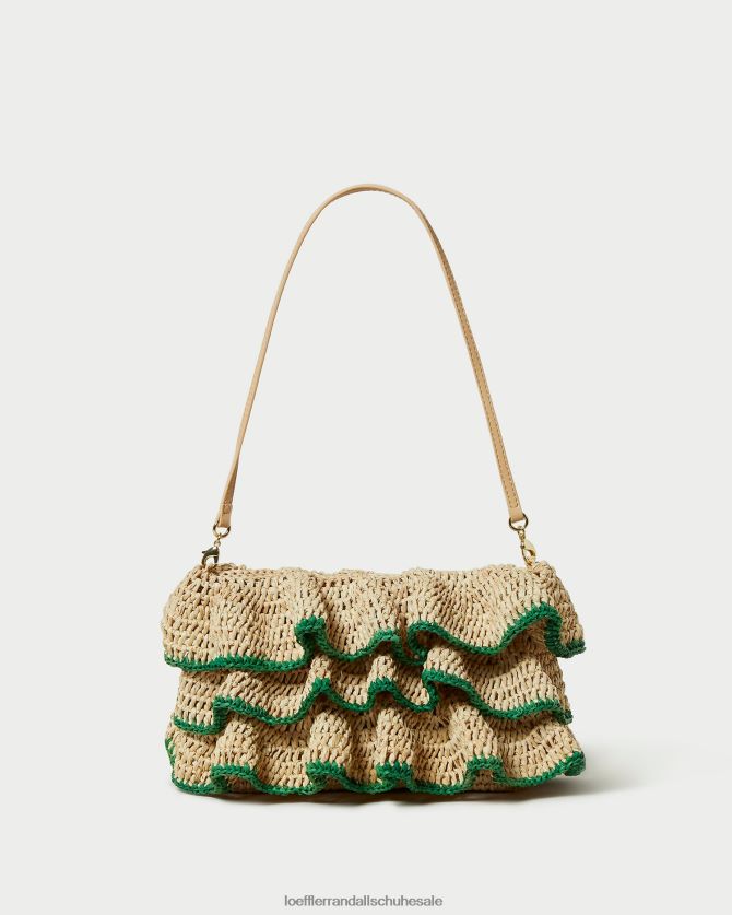 Frauen Loeffler Randall Odette-Rüschen-Clutch natur/grün Taschen 846824373