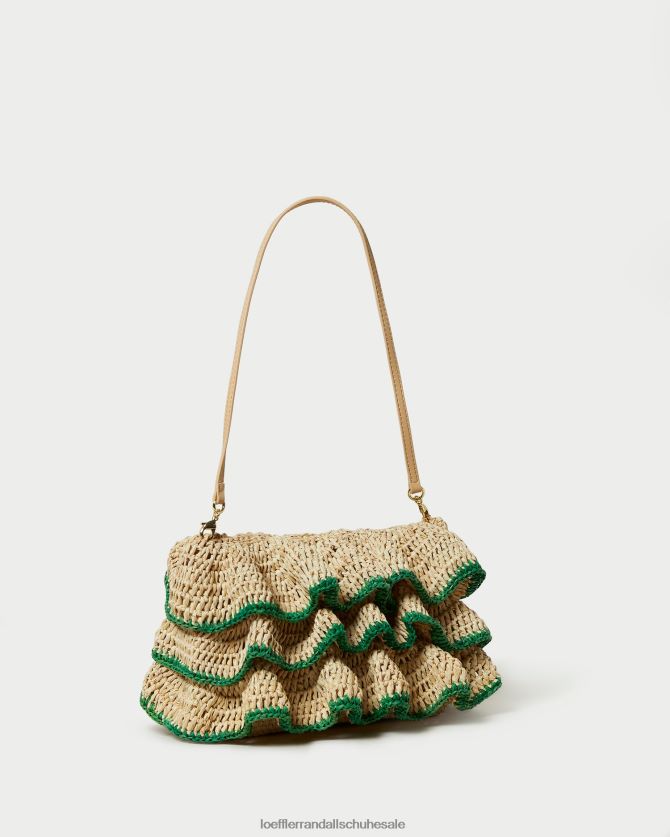 Frauen Loeffler Randall Odette-Rüschen-Clutch natur/grün Taschen 846824373