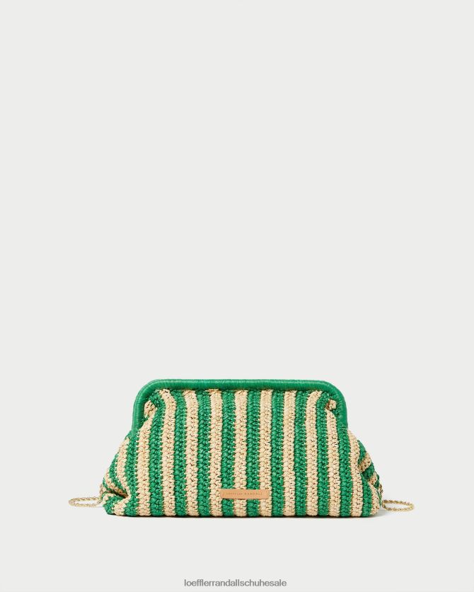 Frauen Loeffler Randall Trudie-Rahmenkupplung natur/grün gestreift Taschen 846824391