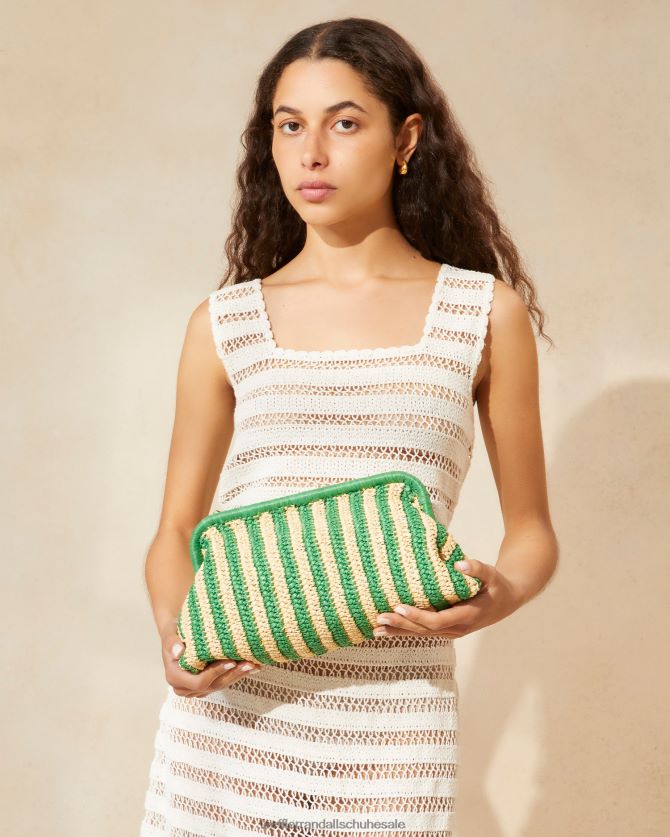 Frauen Loeffler Randall Trudie-Rahmenkupplung natur/grün gestreift Taschen 846824391