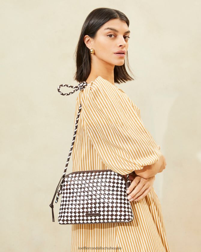 Frauen Loeffler Randall Mallory gewebte Umhängetasche schokolade/weiß Taschen 846824332